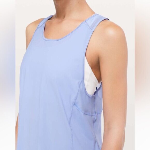 Lululemon  *  Sculpt Tank Tie Back Hydrangea Blue EUC Mesh - Picture 9 of 12